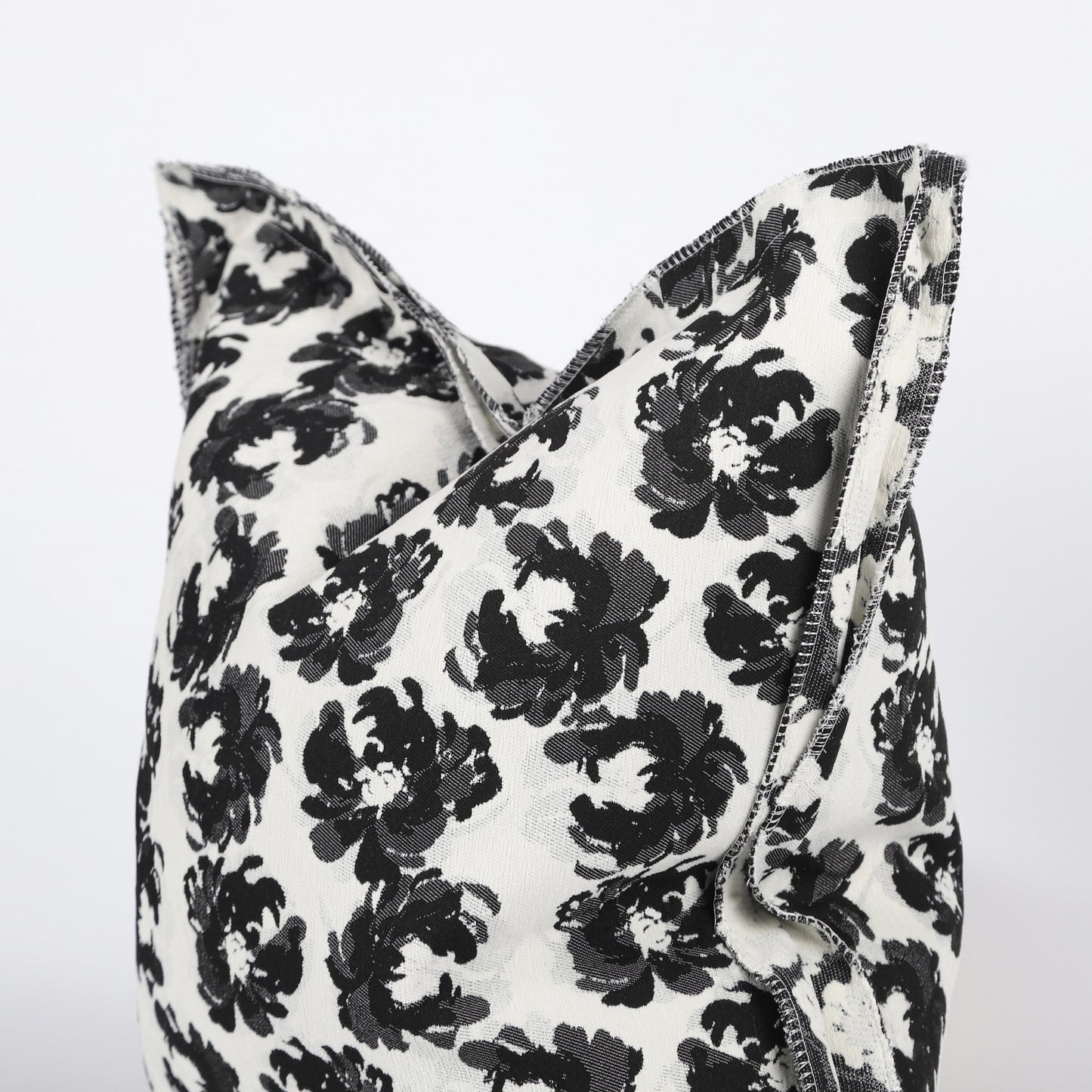 Monochrome Floral Decorative Pillow Cover