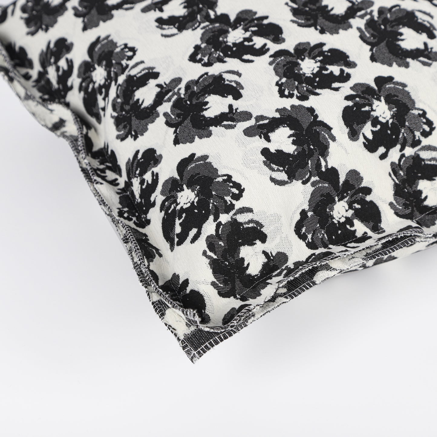 Monochrome Floral Decorative Pillow Cover