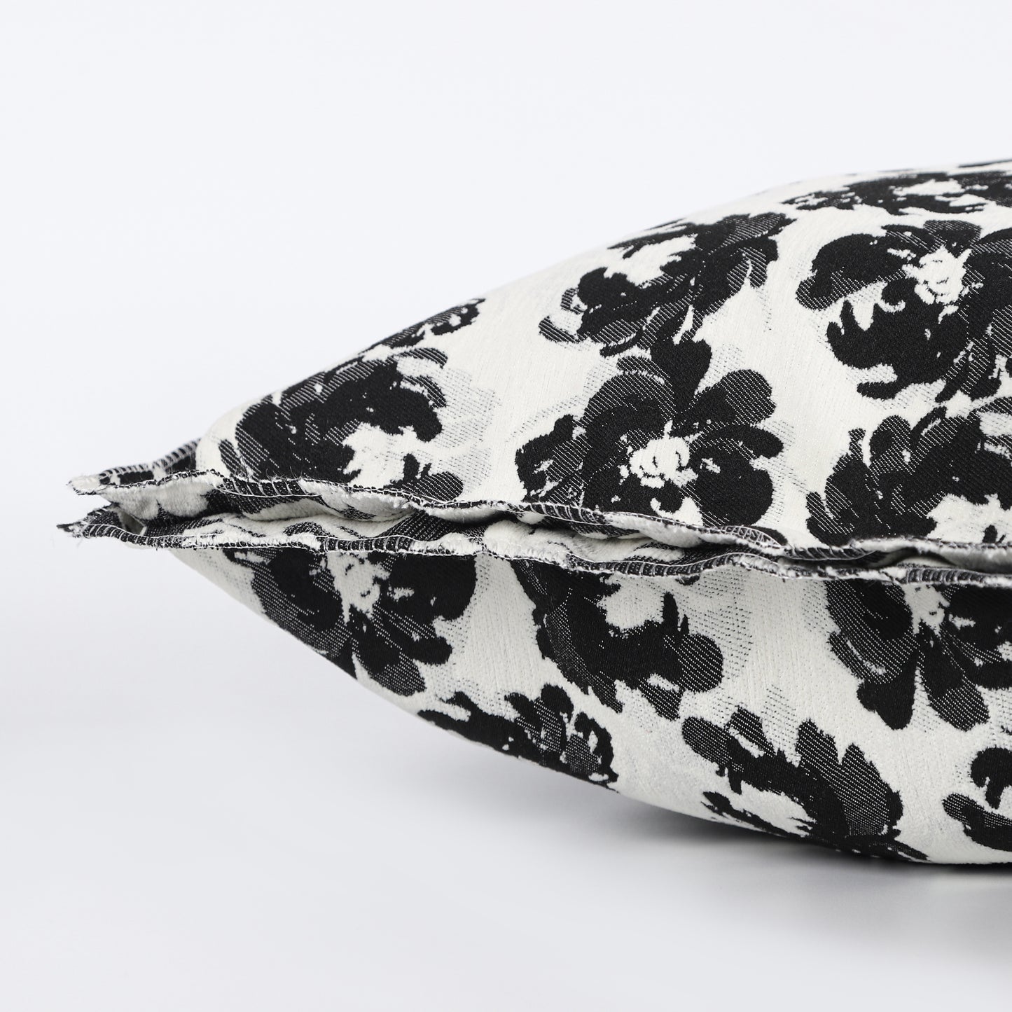 Monochrome Floral Decorative Pillow Cover
